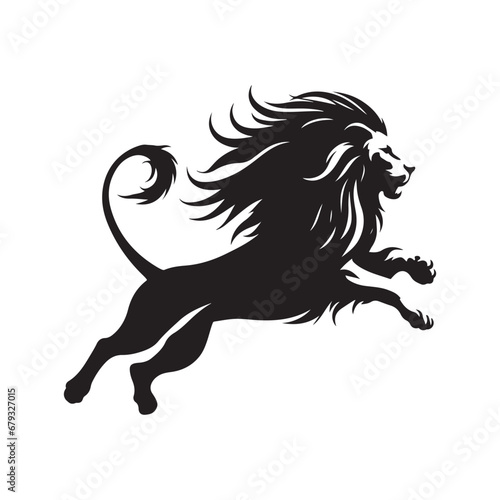 Aggressive Lion Silhouette - A Striking Wildlife Picture Capturing the Forceful Nature of a Lion Launching into an Attack