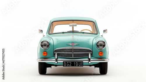 Blue vintage Car On a White Background 