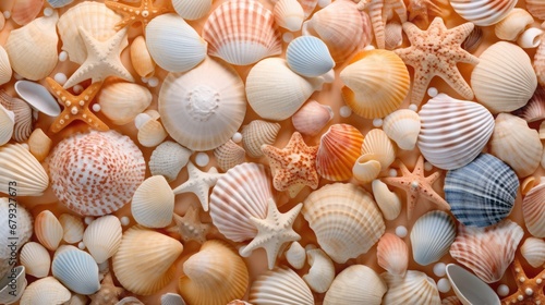 background of shells and starfish.