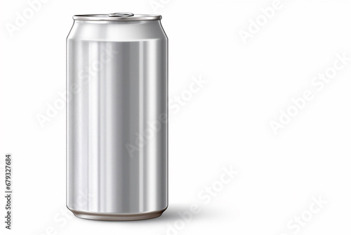 Aluminum soda can mockup. Metal can, front view.