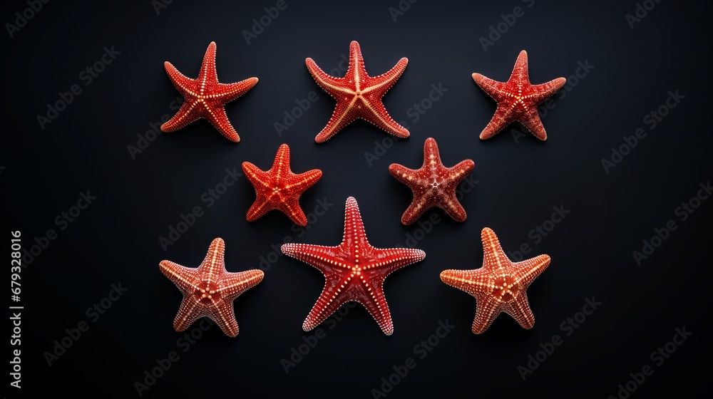 starfish on a black background. starfish on a black background.