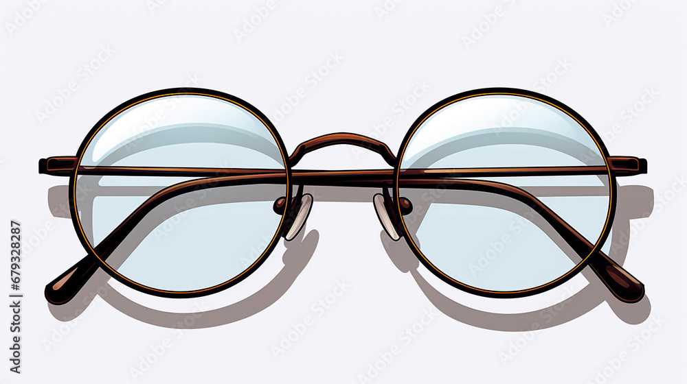 Round Clear Lens Glasses on a White background Round Clear Lens Glasses on a White background