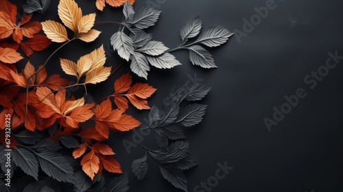leaves on black ai generated