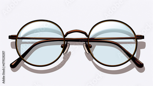 Round Clear Lens Glasses on a White background