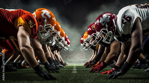 American football players on a beginning of the match. ai generative photo