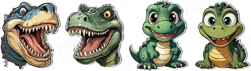 Tyrannosaurus Cute Cartoon - Vector Dino Art. Create a symphony of stickers with our T-Rex cute cartoon. Vector dino art that harmonizes perfectly with your imaginative projects.