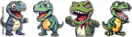 Cute Cartoon T-Rex Sticker - Jurassic Dino Clipart. Unleash the prehistoric charm with our adorable T-Rex cartoon sticker. High-quality vector illustration perfect for crafts and projects.