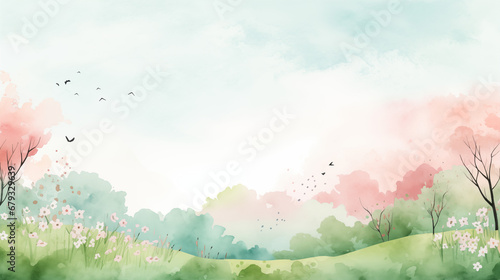 Watercolor Springtime Background Image, Backdrop Art For Spring Presentation, Minimalist Simple Background Watercolor Painting