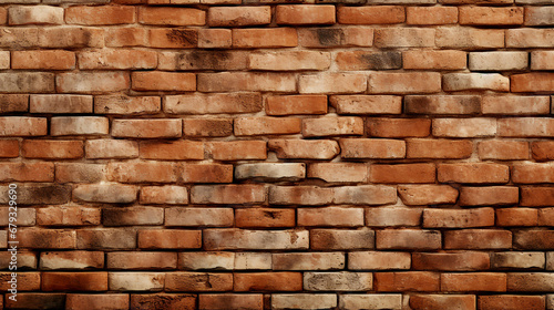 A brick wall with a dark brown and orange color