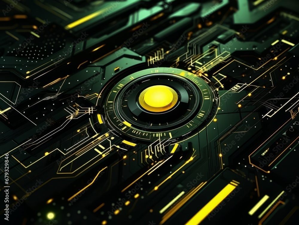 Abstract sci-fi green and yellow background, concept of digital future., AI Abstract sci-fi green and yellow background, concept of digital future., AI
