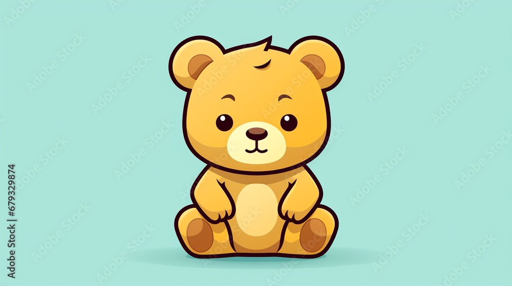 Vector of a cute Cartoon bear sitting on a blue background Vector of a cute Cartoon bear sitting on a blue background
