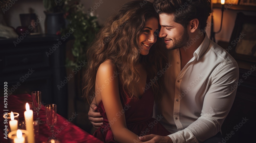 Share the love: Happy young couple creating memorable Valentine's Day moments at home. Share the love: Happy young couple creating memorable Valentine's Day moments at home.