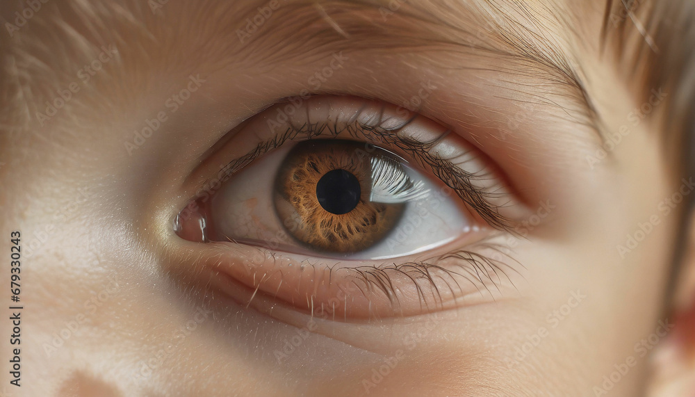 Fototapeta premium Close up shot of brown child eyes