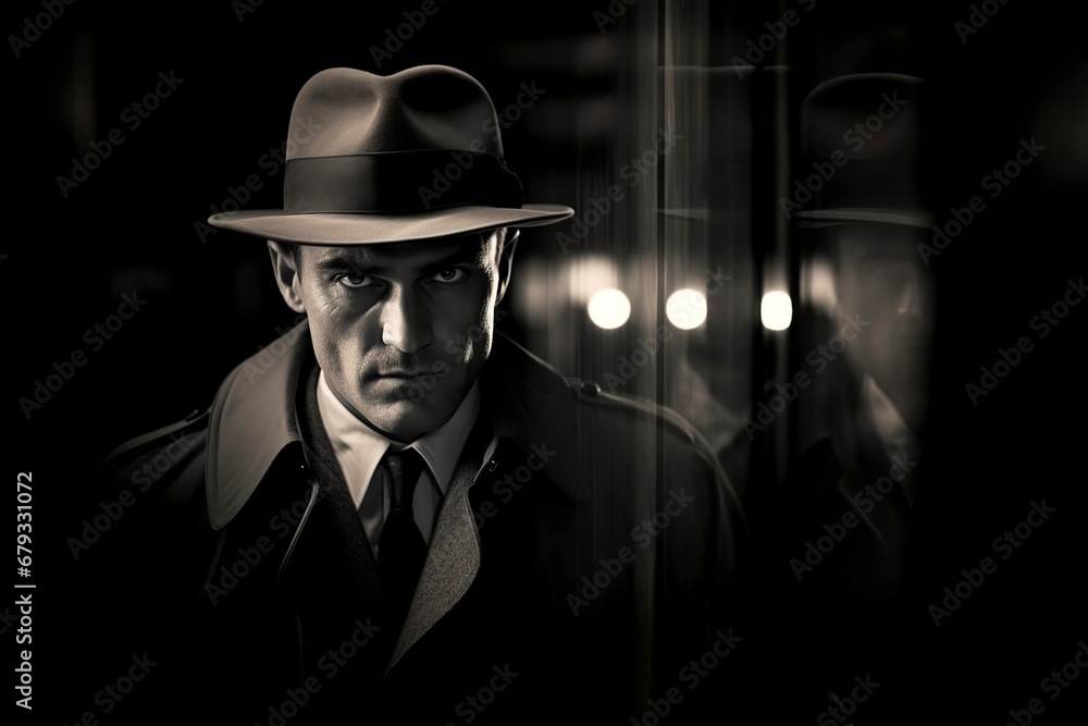 Black and white, a young and attractive detective doing his job
