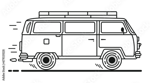 Vintage Camper Van Clipart Vector EPS
