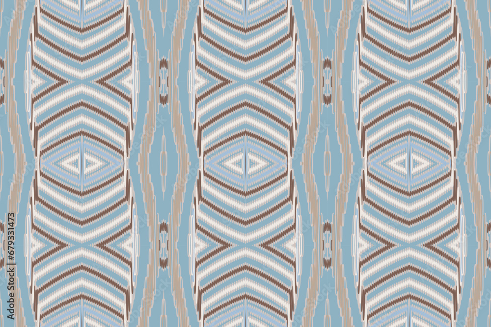 Fototapeta premium Ikat paisley embroidery on the fabric in Indonesia and other Asian countries.geometric ethnic oriental seamless pattern.Aztec style. illustration.design for texture,fabric,clothing,wrapping,carpet.
