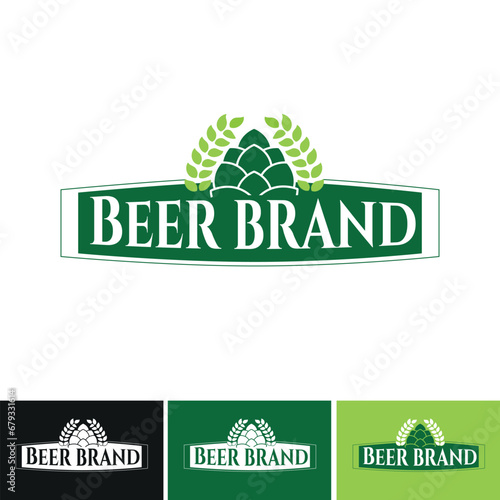 Logo for a beer brand with hops in the center