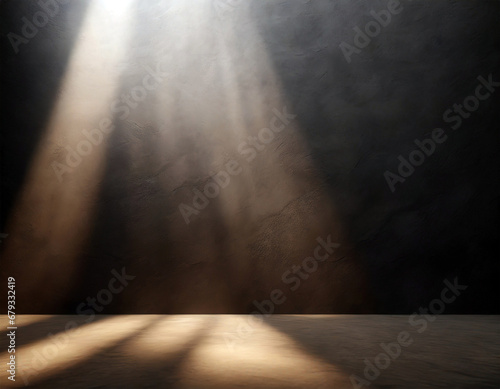 Photo of light reflecting on a black wall. High quality photo.