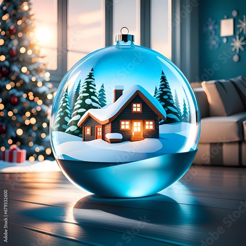 christmas tree with snow globe