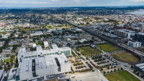 Aerial view of the highway crossing New Orleans