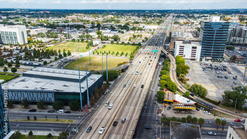 Aerial view of the highway crossing New Orleans photo