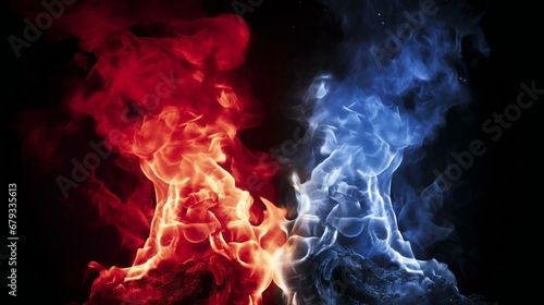 Fiery Passion and Chilly Calm Clash in Abstract Smoke Art Display