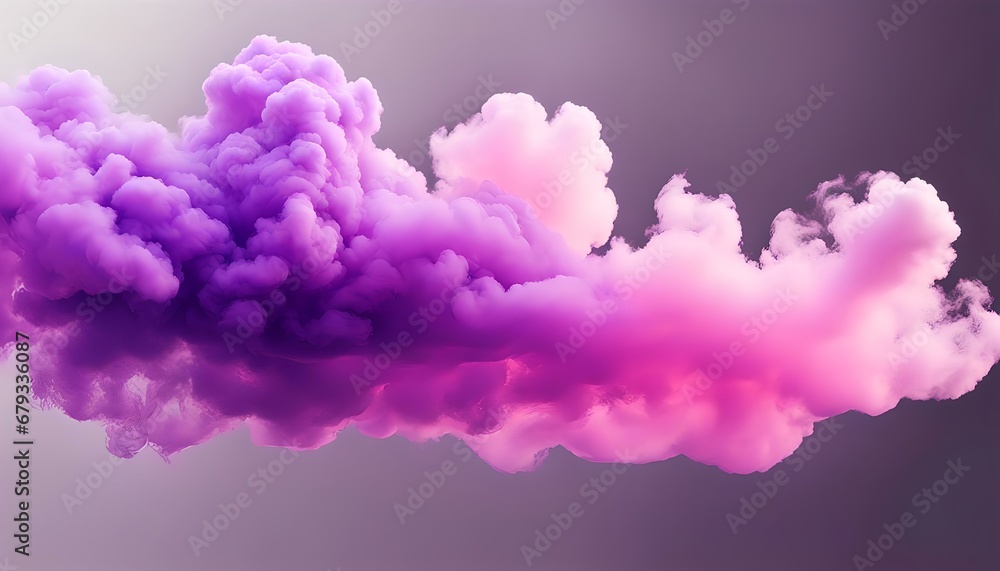 violet and pink smoke cloud isolated, white background