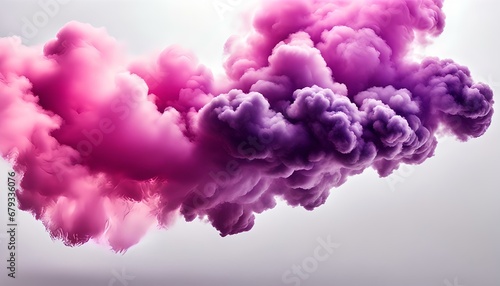 violet and pink smoke cloud isolated, white background