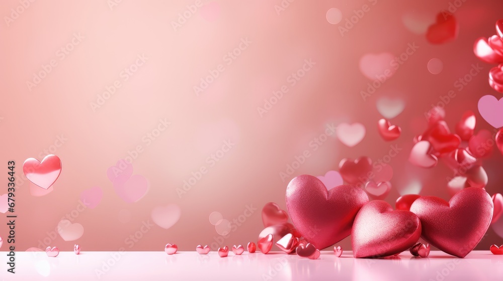 romantic elegance: Hearts on a light background banner.
