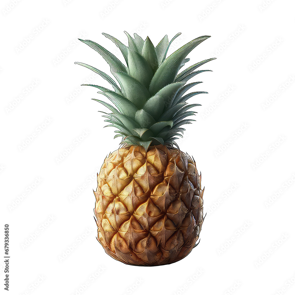 Fototapeta premium Pineapple Paradise: Tropical Treasure on Transparent Background, GENERATIVE AI
