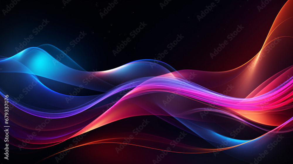 Dynamic lines on an abstract neon wallpaper set against a pitch-black background Dynamic lines on an abstract neon wallpaper set against a pitch-black background