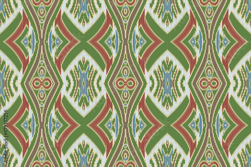 Ikat paisley embroidery on the fabric in Indonesia and other Asian countries.geometric ethnic oriental seamless pattern.Aztec style. illustration.design for texture fabric clothing wrapping carpet.