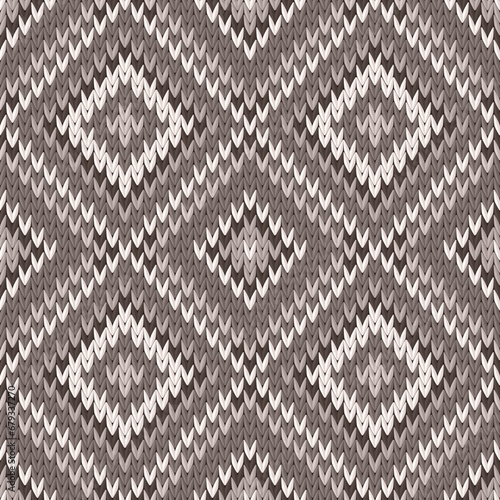 Knitted Seamless Pattern. Vector Template for Wallpaper, Textile, Packaging.	
