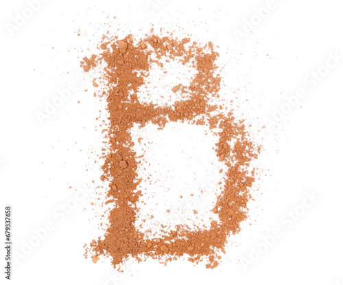 Cocoa powder alphabet letter b  symbol isolated on white  clipping path