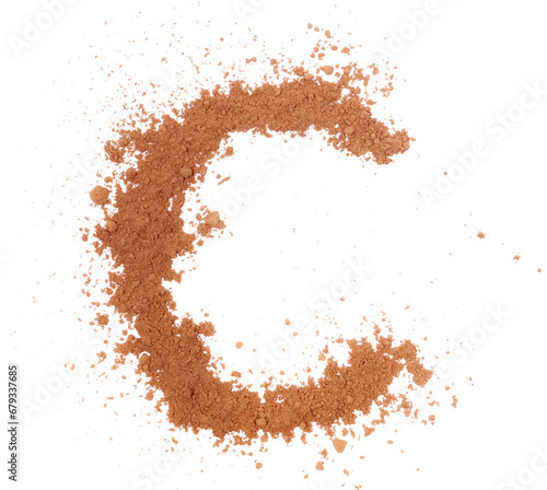 Cocoa powder alphabet letter C, symbol isolated on white, clipping path