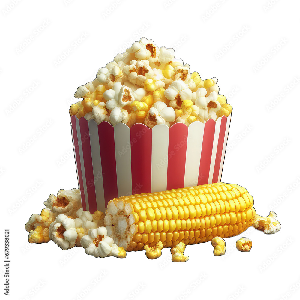 Popcorn Paradise: Fluffy Kernels on Transparent Background, GENERATIVE AI Popcorn Paradise: Fluffy Kernels on Transparent Background, GENERATIVE AI