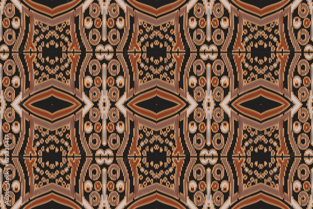 Ikat Paisley Embroidery on the Fabric in Indonesia,india and Asian countries.geometric Ethnic Oriental Seamless pattern.aztec Style. illustration.design for Texture,fabric,clothing,wrapping,carpet.