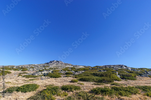 Beautiful rocky landscape of high plateau of Torre with little vegetation on a sunny autumn day, Torre, Serra da Estrela, Portugal