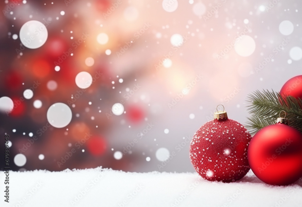 red christmas ball on snow generating by AI technology red christmas ball on snow generating by AI technology