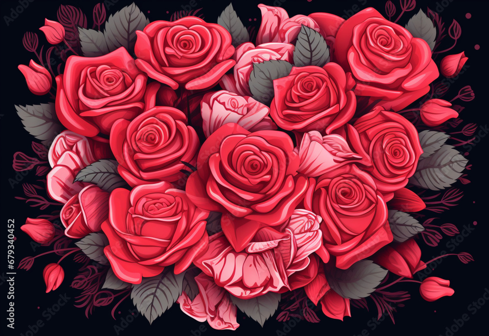 bouquet of red roses generating by AI technology