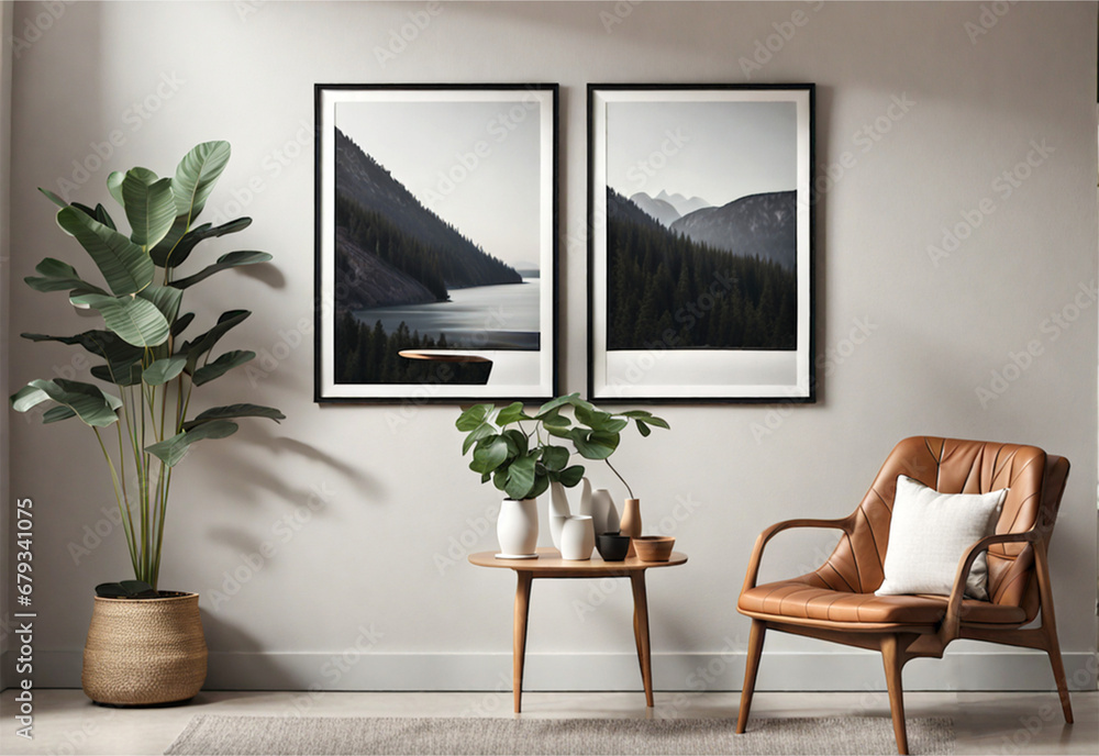 Photo of paintings hanging on a white wall. Photo of paintings hanging on a white wall.