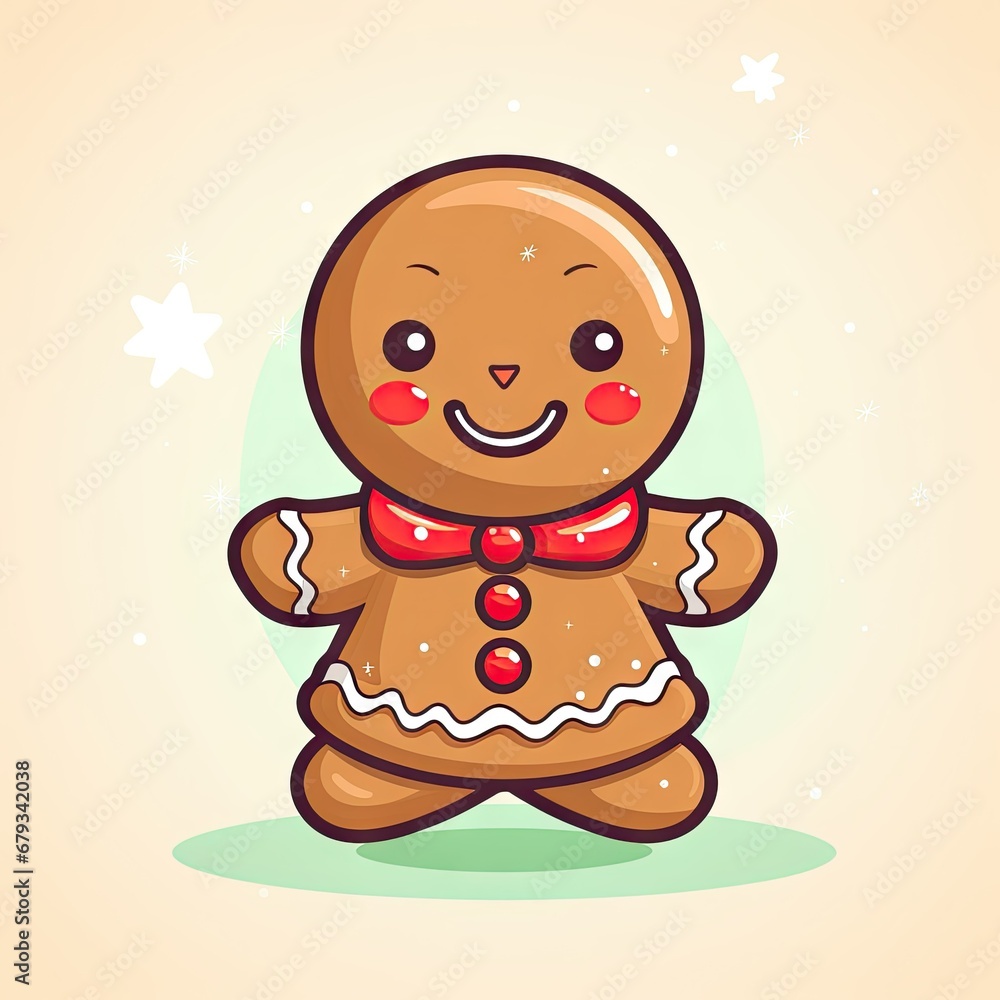 Cute Chibi Gingerbread Christmas Characters in Flat Design for Festive Cheer Cute Chibi Gingerbread Christmas Characters in Flat Design for Festive Cheer