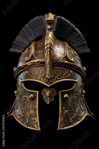 Roman war helmet isolated on white background. Generative Ai