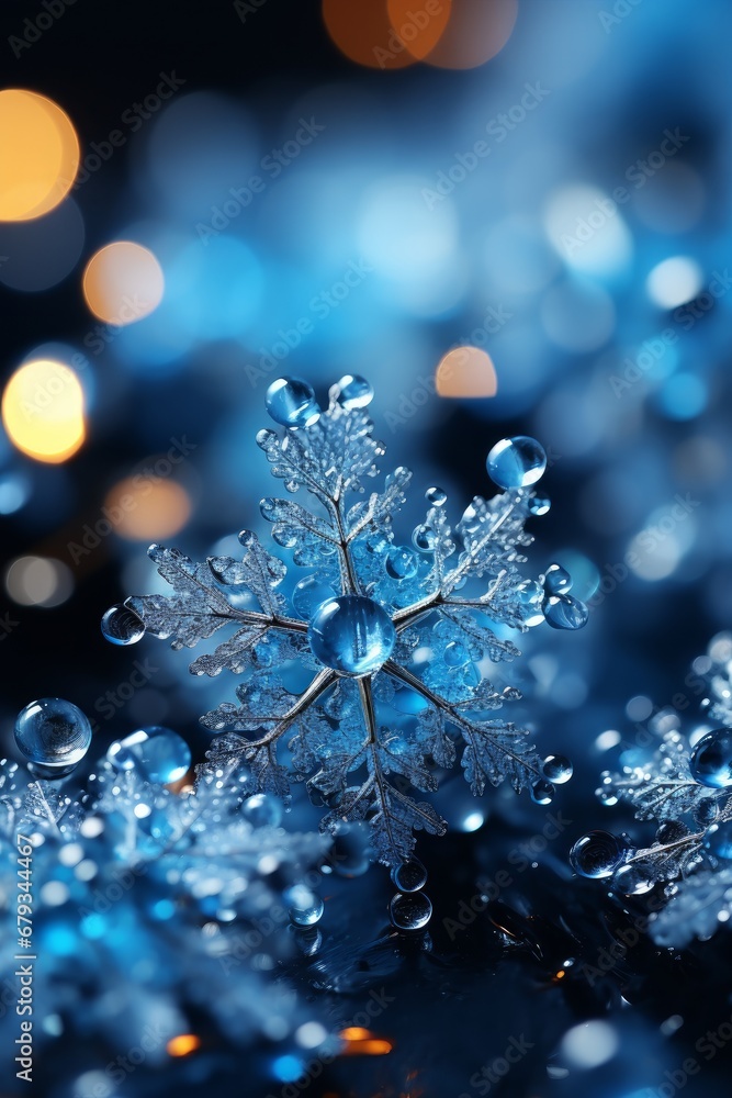 color photo of snowflakes a mesmerizing closeup cap AI generated illustration