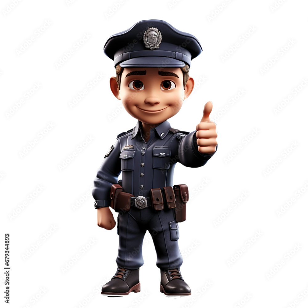 a 3d young police isolated on isolated transparent background png. Generated with Ai a 3d young police isolated on isolated transparent background png. Generated with Ai