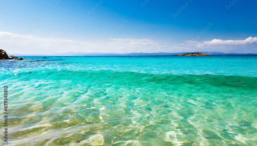 turquoise crystal clear sea or beach water with waves