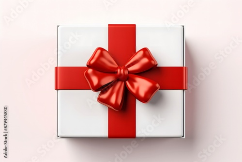 Blank white gift box open or top view of white present box.