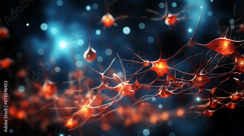 Conceptual illustration of neuron cells closeup AI generated illustration