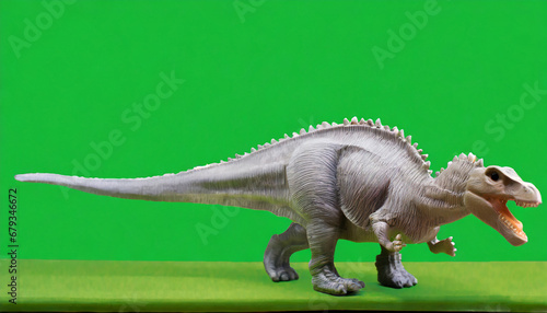 dinosaur toy on green screen background take a photo and cut the background and overlay with green screen and there are also clipping path