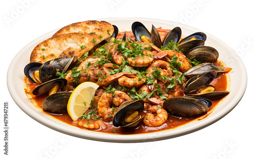 Italian-American Seafood Stew: Cioppino on transparent background.